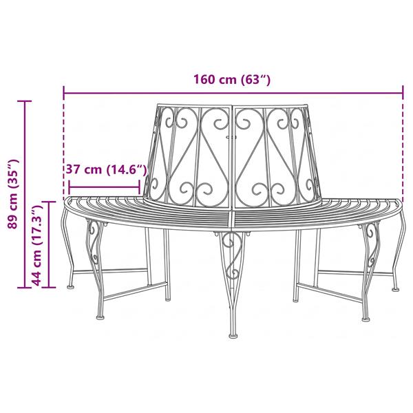 Grote foto vidaxl boom bank 4 aantal zitplaatsen 160 x 80 x 89 cm staal tuin en terras tuinmeubelen
