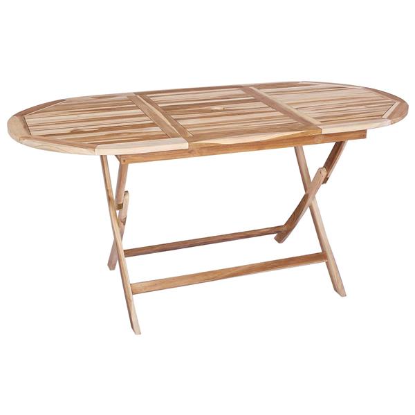 Grote foto vidaxl inklapbare tuintafel naturel 160 x 80 x 76 cm massief teakhout tuin en terras tuinmeubelen
