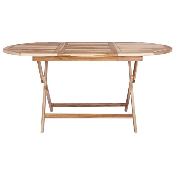 Grote foto vidaxl inklapbare tuintafel naturel 160 x 80 x 76 cm massief teakhout tuin en terras tuinmeubelen