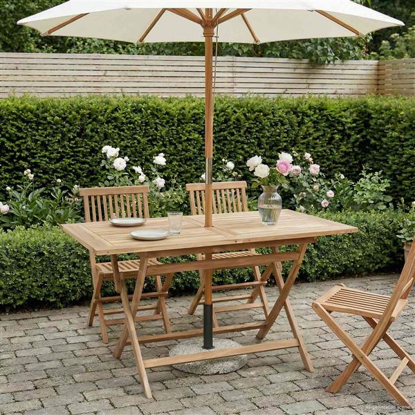 Grote foto vidaxl vouw tuin tafel naturel 120 x 70 x 75 5 cm massief teakhout tuin en terras tuinmeubelen