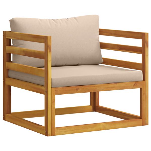Grote foto vidaxl hoekbank met kussens 100 polyester massief acacia naturel tuin en terras tuinmeubelen