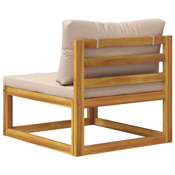 Grote foto vidaxl modulaire middenbank met kussens 100 polyester massief acacia tuin en terras tuinmeubelen
