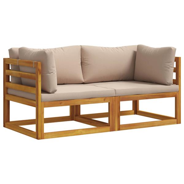 Grote foto vidaxl 2 st hoekbank met kussens 100 polyester massief acacia tuin en terras tuinmeubelen