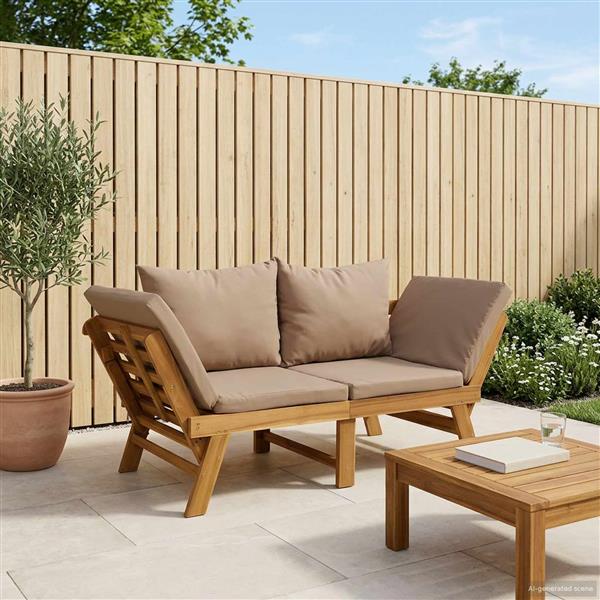 Grote foto vidaxl 3 in 1 tuinbank met kussens massief acaciahout taupe tuin en terras tuinmeubelen