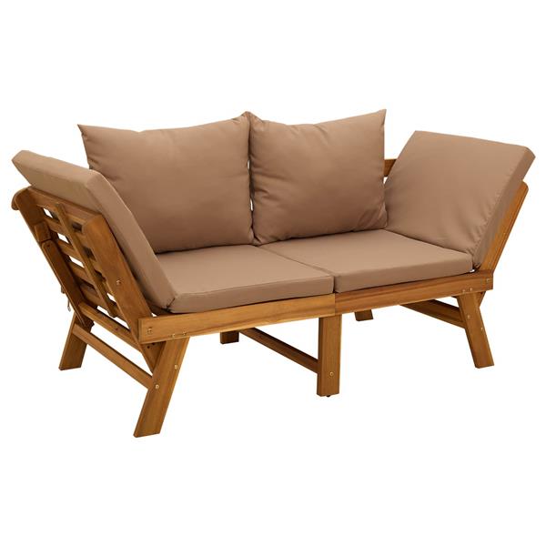 Grote foto vidaxl 3 in 1 tuinbank met kussens massief acaciahout taupe tuin en terras tuinmeubelen