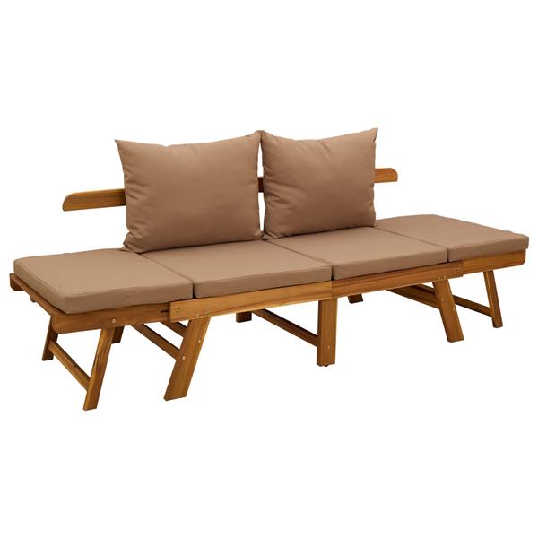 Grote foto vidaxl 3 in 1 tuinbank met kussens massief acaciahout taupe tuin en terras tuinmeubelen