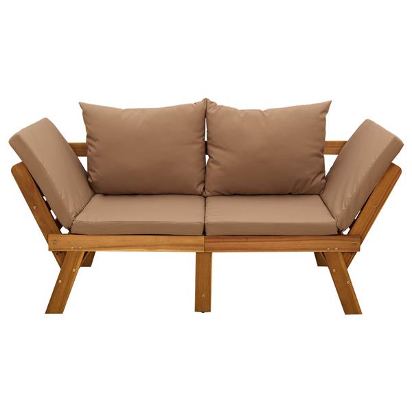 Grote foto vidaxl 3 in 1 tuinbank met kussens massief acaciahout taupe tuin en terras tuinmeubelen