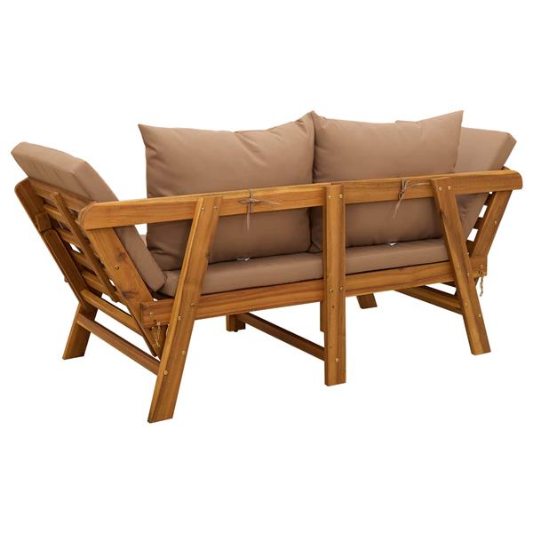 Grote foto vidaxl 3 in 1 tuinbank met kussens massief acaciahout taupe tuin en terras tuinmeubelen