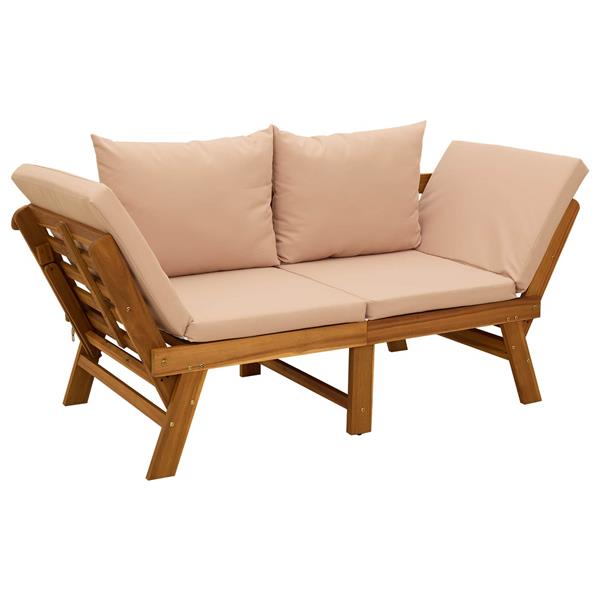 Grote foto vidaxl 3 in 1 tuinbank met kussens massief acaciahout beige tuin en terras tuinmeubelen