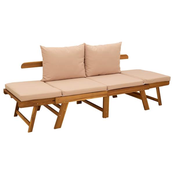 Grote foto vidaxl 3 in 1 tuinbank met kussens massief acaciahout beige tuin en terras tuinmeubelen