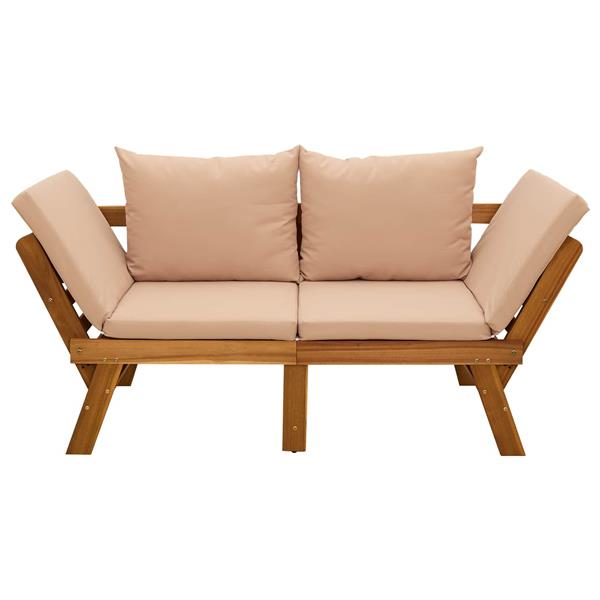 Grote foto vidaxl 3 in 1 tuinbank met kussens massief acaciahout beige tuin en terras tuinmeubelen