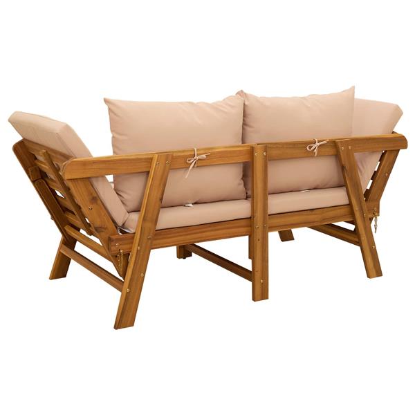 Grote foto vidaxl 3 in 1 tuinbank met kussens massief acaciahout beige tuin en terras tuinmeubelen