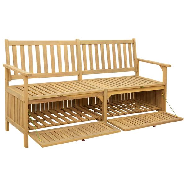 Grote foto vidaxl opslagbank 2 seater 148 x 63 x 84 cm massief acacia tuin en terras tuinmeubelen