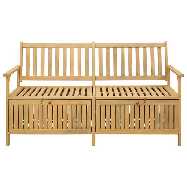 Grote foto vidaxl opslagbank 2 seater 148 x 63 x 84 cm massief acacia tuin en terras tuinmeubelen