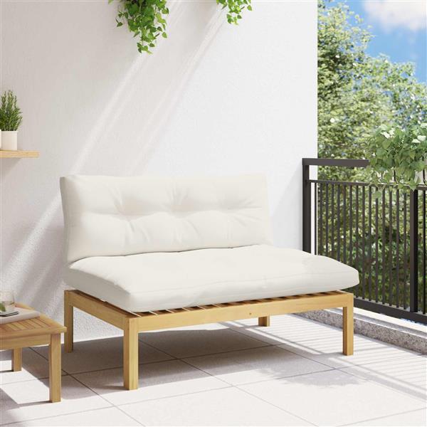 Grote foto vidaxl midden sofaset licht acacia en cr me wit acaciahout tuin en terras tuinmeubelen