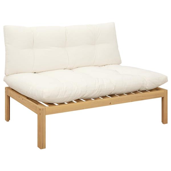 Grote foto vidaxl midden sofaset licht acacia en cr me wit acaciahout tuin en terras tuinmeubelen