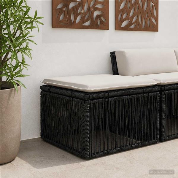 Grote foto vidaxl voetensteun zwart poly rattan tuin en terras tuinmeubelen