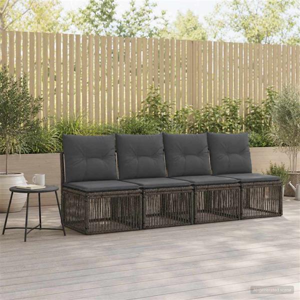 Grote foto vidaxl 4 zits bank 4 st 4 aantal zitplaatsen grijs poly rattan tuin en terras tuinmeubelen