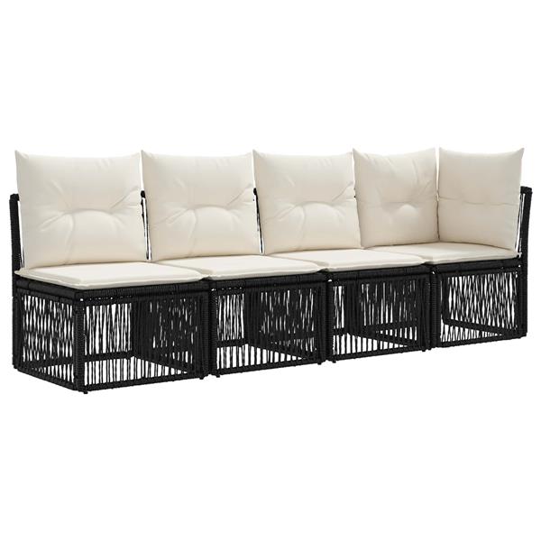 Grote foto vidaxl 4 zits sofa met linkerarm 4 st 4 aantal zitplaatsen zwart tuin en terras tuinmeubelen
