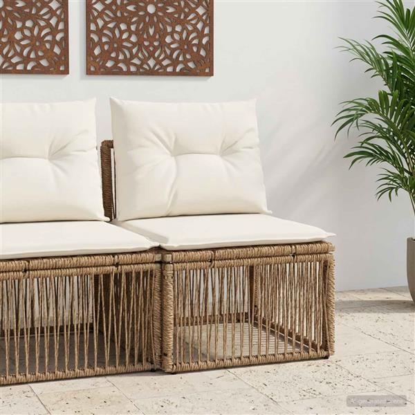Grote foto vidaxl armloze sofa eenheid beige poly rattan tuin en terras tuinmeubelen