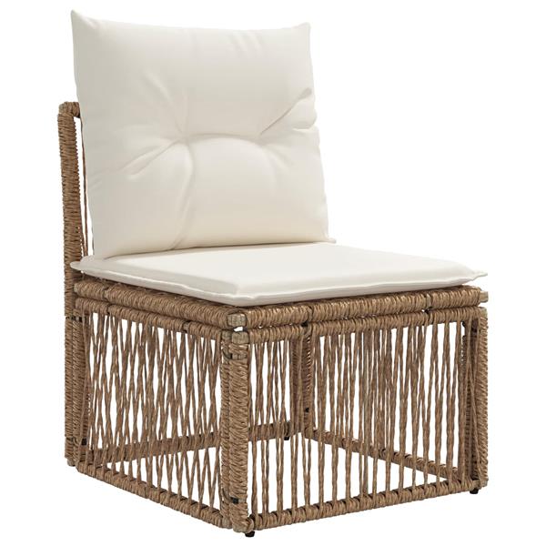 Grote foto vidaxl armloze sofa eenheid beige poly rattan tuin en terras tuinmeubelen