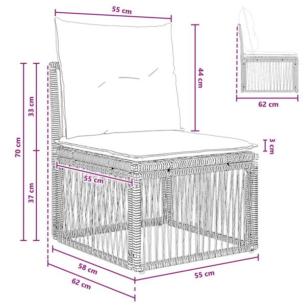 Grote foto vidaxl armloze sofa eenheid beige poly rattan tuin en terras tuinmeubelen
