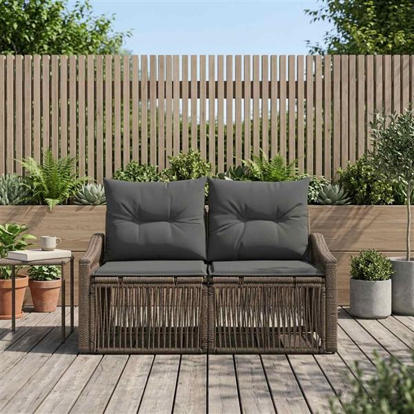 Grote foto vidaxl tuinbank 2 aantal zitplaatsen grijs poly rattan tuin en terras tuinmeubelen