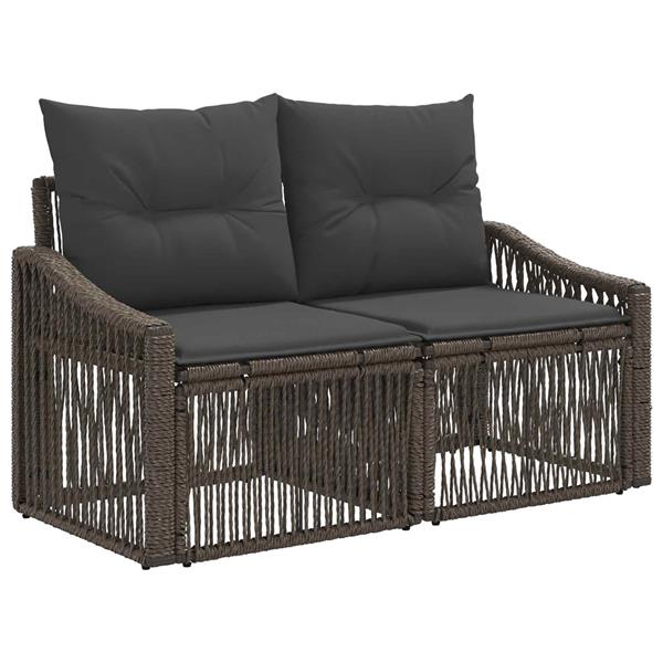 Grote foto vidaxl tuinbank 2 aantal zitplaatsen grijs poly rattan tuin en terras tuinmeubelen