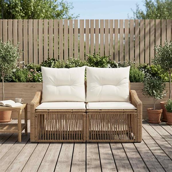 Grote foto vidaxl tuinbank 2 aantal zitplaatsen beige poly rattan tuin en terras tuinmeubelen