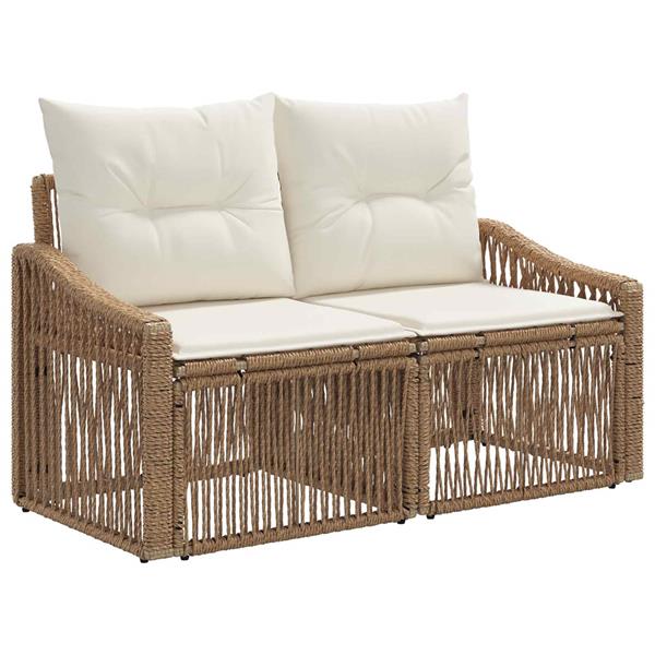 Grote foto vidaxl tuinbank 2 aantal zitplaatsen beige poly rattan tuin en terras tuinmeubelen