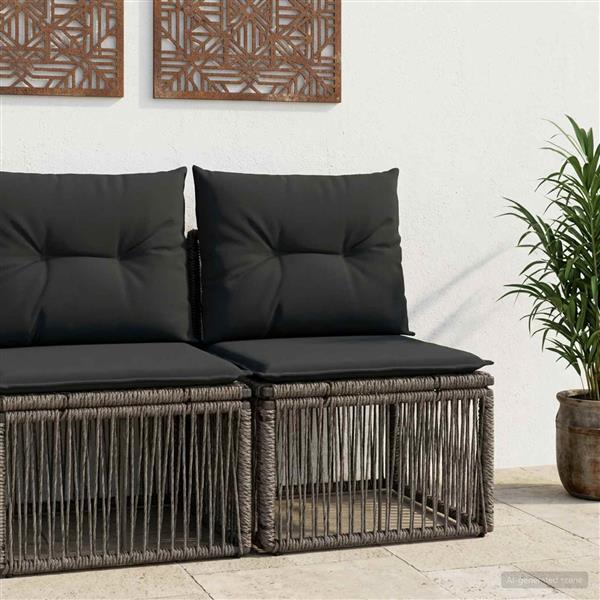 Grote foto vidaxl armloze sofa eenheid grijs poly rattan tuin en terras tuinmeubelen