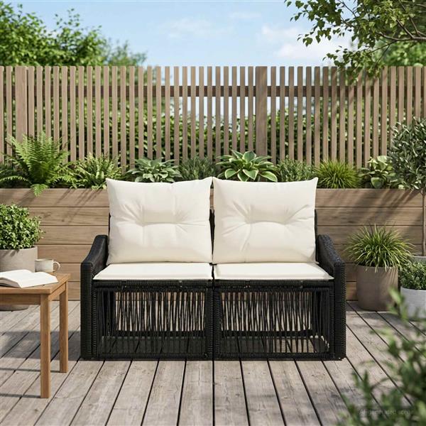 Grote foto vidaxl tuinbank 2 aantal zitplaatsen zwart poly rattan tuin en terras tuinmeubelen