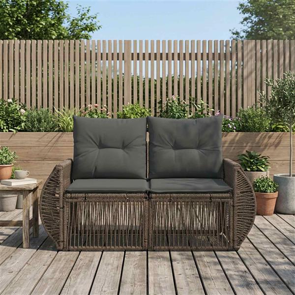 Grote foto vidaxl tuinbank 2 aantal zitplaatsen grijs poly rattan tuin en terras tuinmeubelen