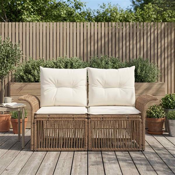 Grote foto vidaxl tuinbank 2 aantal zitplaatsen beige poly rattan tuin en terras tuinmeubelen