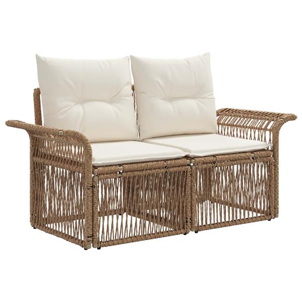 Grote foto vidaxl tuinbank 2 aantal zitplaatsen beige poly rattan tuin en terras tuinmeubelen