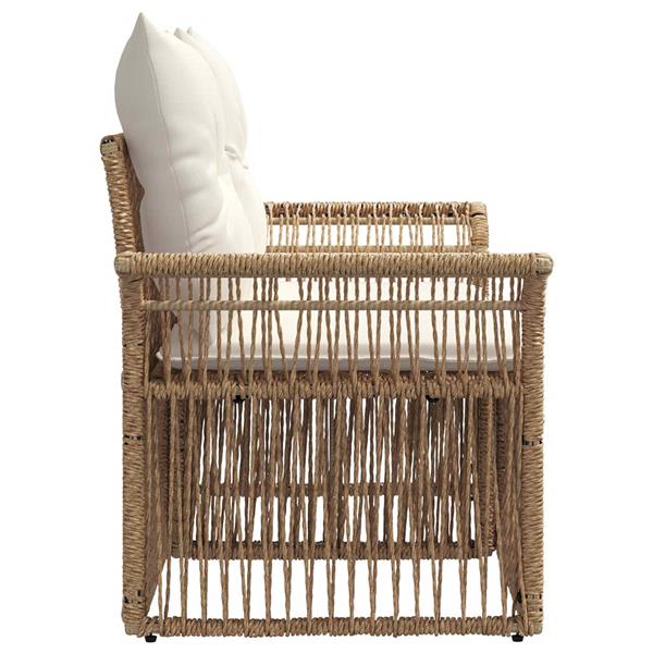 Grote foto vidaxl tuinbank 2 aantal zitplaatsen beige poly rattan tuin en terras tuinmeubelen