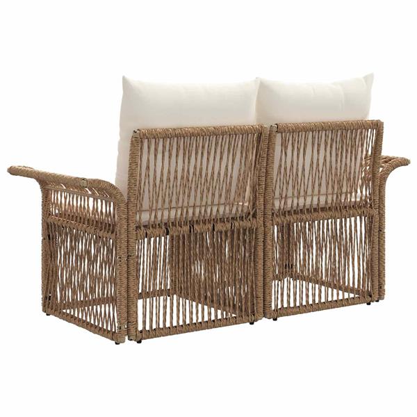 Grote foto vidaxl tuinbank 2 aantal zitplaatsen beige poly rattan tuin en terras tuinmeubelen