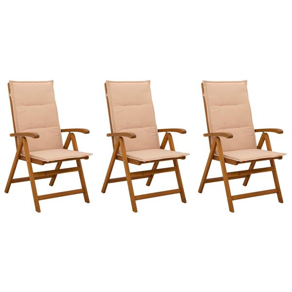 Grote foto vidaxl recliner tuinstoelen 3 st naturel massief acaciahout tuin en terras tuinmeubelen