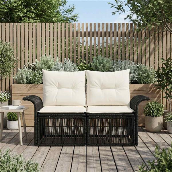 Grote foto vidaxl tuinbank 2 aantal zitplaatsen zwart poly rattan tuin en terras tuinmeubelen