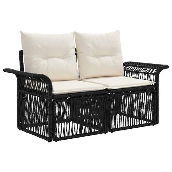 Grote foto vidaxl tuinbank 2 aantal zitplaatsen zwart poly rattan tuin en terras tuinmeubelen