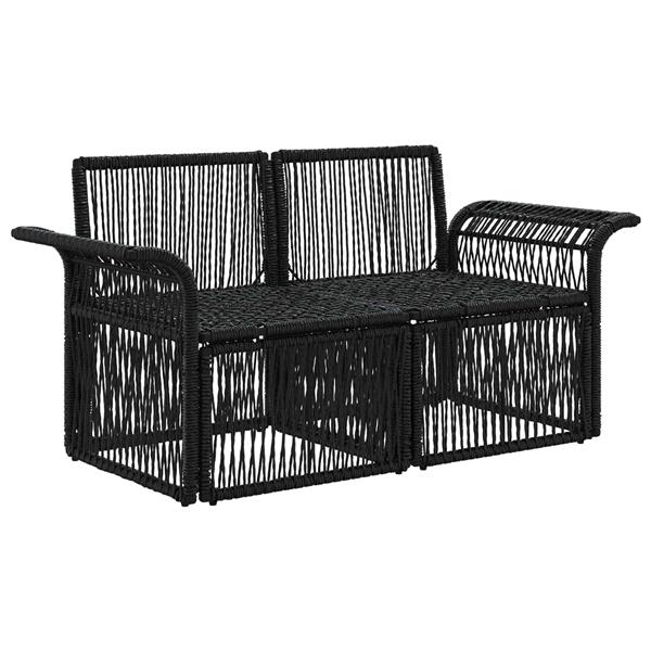 Grote foto vidaxl tuinbank 2 aantal zitplaatsen zwart poly rattan tuin en terras tuinmeubelen