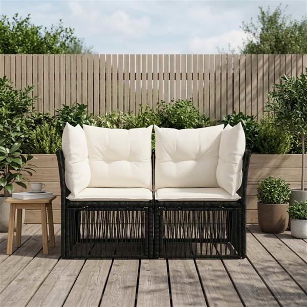 Grote foto vidaxl tuinbank 2 aantal zitplaatsen zwart poly rattan tuin en terras tuinmeubelen