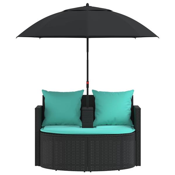 Grote foto vidaxl tuinbank 8 st poly rattan zwart en turquoise tuin en terras tuinmeubelen
