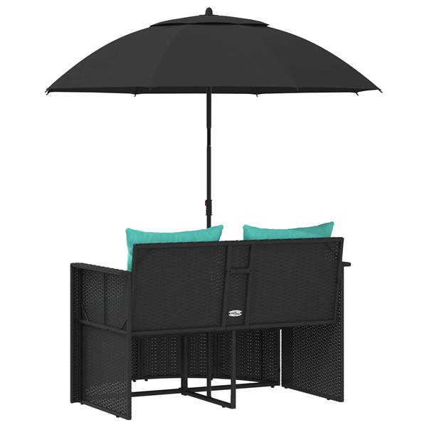 Grote foto vidaxl tuinbank 8 st poly rattan zwart en turquoise tuin en terras tuinmeubelen