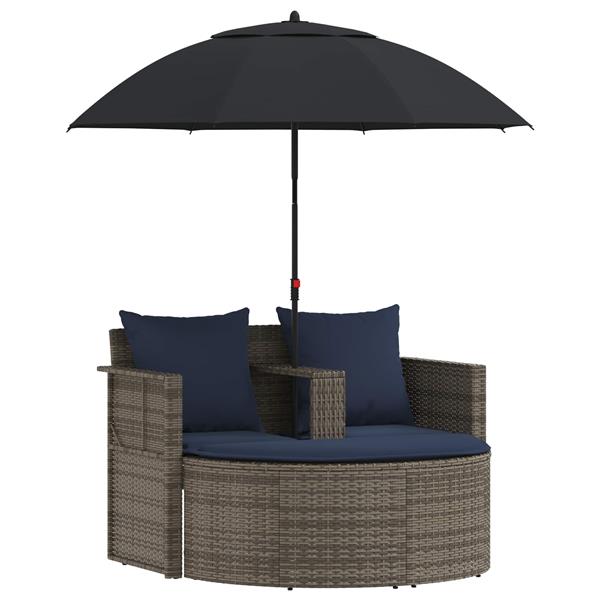 Grote foto vidaxl tuinbank 8 st poly rattan grijs en marineblauw tuin en terras tuinmeubelen