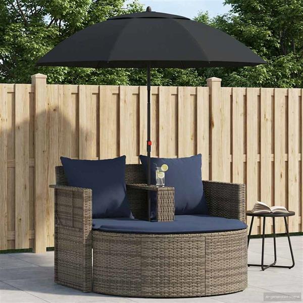 Grote foto vidaxl tuinbank 8 st poly rattan grijs en marineblauw tuin en terras tuinmeubelen