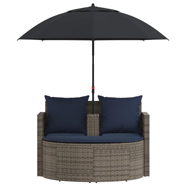 Grote foto vidaxl tuinbank 8 st poly rattan grijs en marineblauw tuin en terras tuinmeubelen