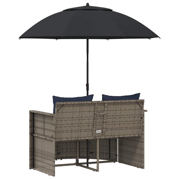 Grote foto vidaxl tuinbank 8 st poly rattan grijs en marineblauw tuin en terras tuinmeubelen