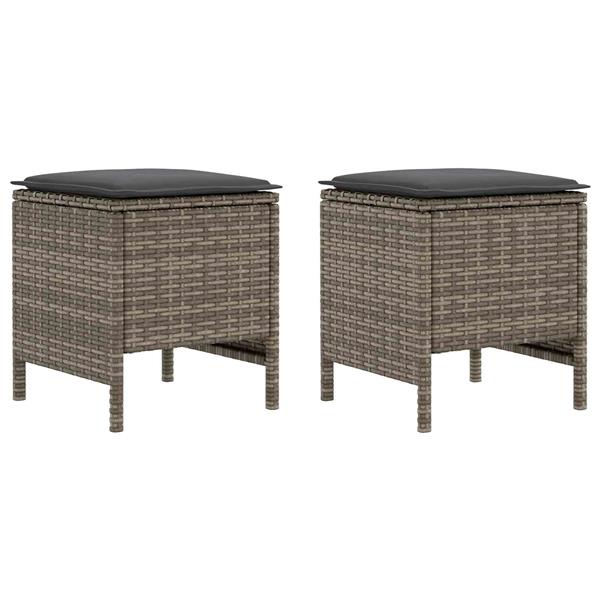 Grote foto vidaxl 2 st tuinvoetenbank pe rattan grijs en donkergrijs tuin en terras tuinmeubelen