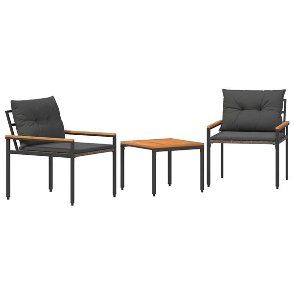Grote foto vidaxl tuinmeubelset 3 st donkergrijs poly rattan tuin en terras tuinmeubelen